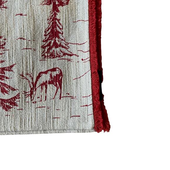 4pc Cynthia Rowley Winter Forest Christmas Placemats 13x19 Holiday Red Sparkle - Picture 10 of 12